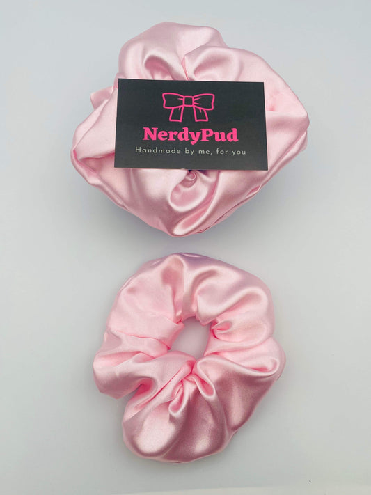 Baby Pink Satin Scrunchie