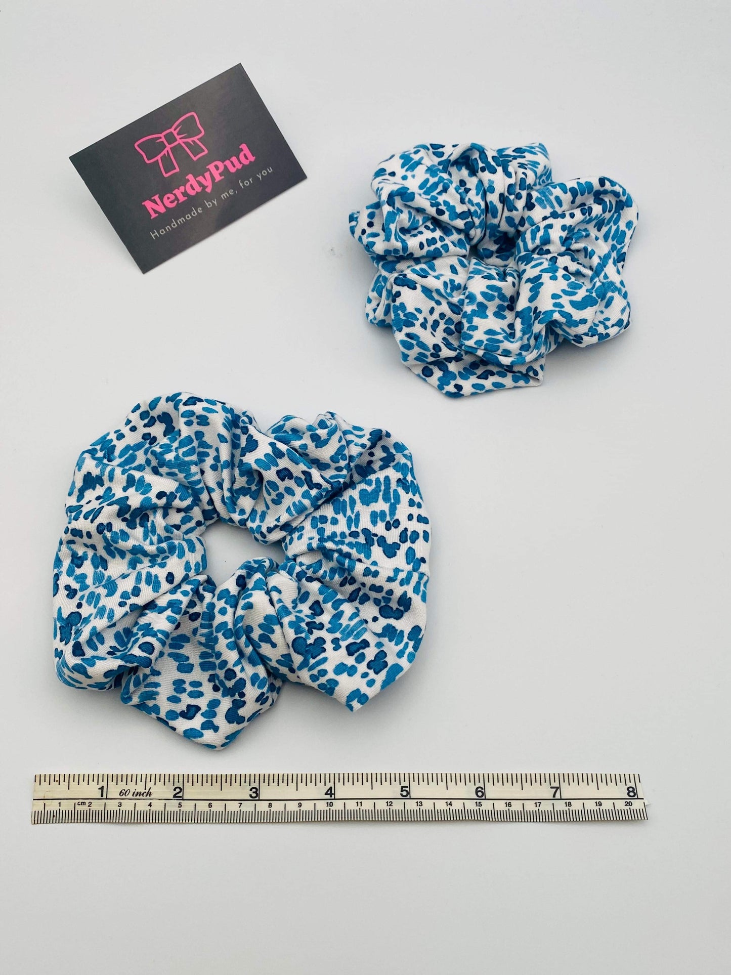 Blue Spotty Jersey scrunchie