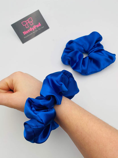 Blue Satin Scrunchie