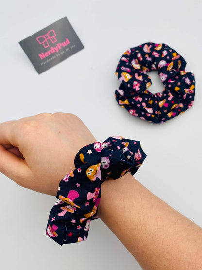 Navy Cotton Mushroom Scrunchie