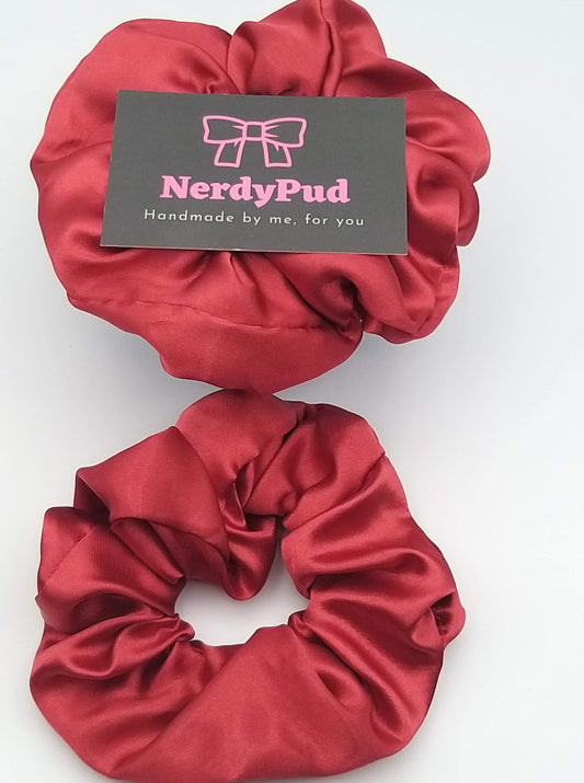 Dark Red Satin Scrunchie