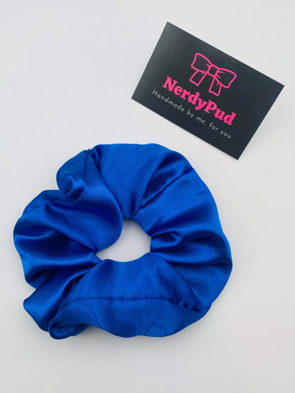 Blue Satin Scrunchie