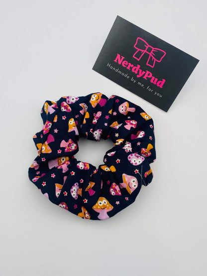 Navy Cotton Mushroom Scrunchie