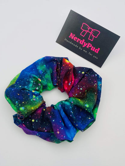 Rainbow Galaxy Satin Scrunchie