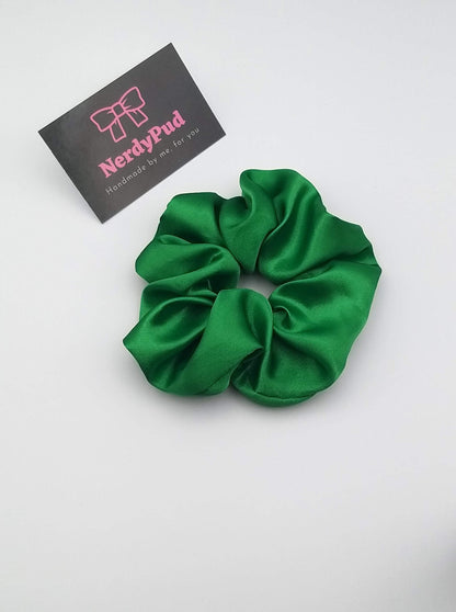 Emerald Satin Scrunchie