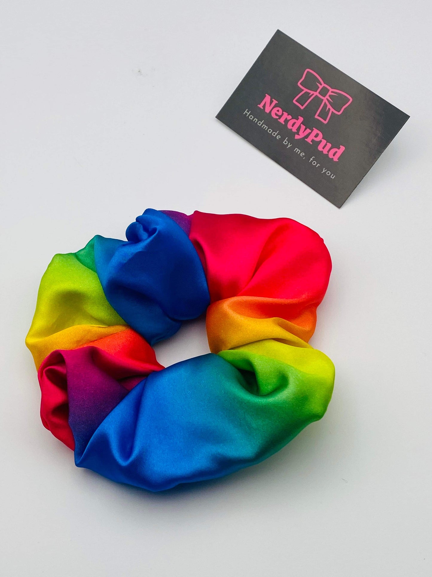 Rainbow Satin Scrunchie