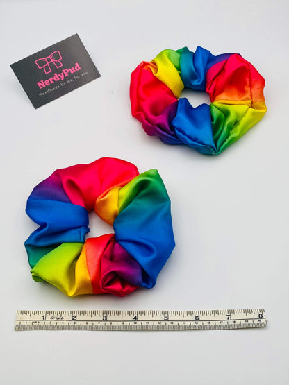 Rainbow Satin Scrunchie