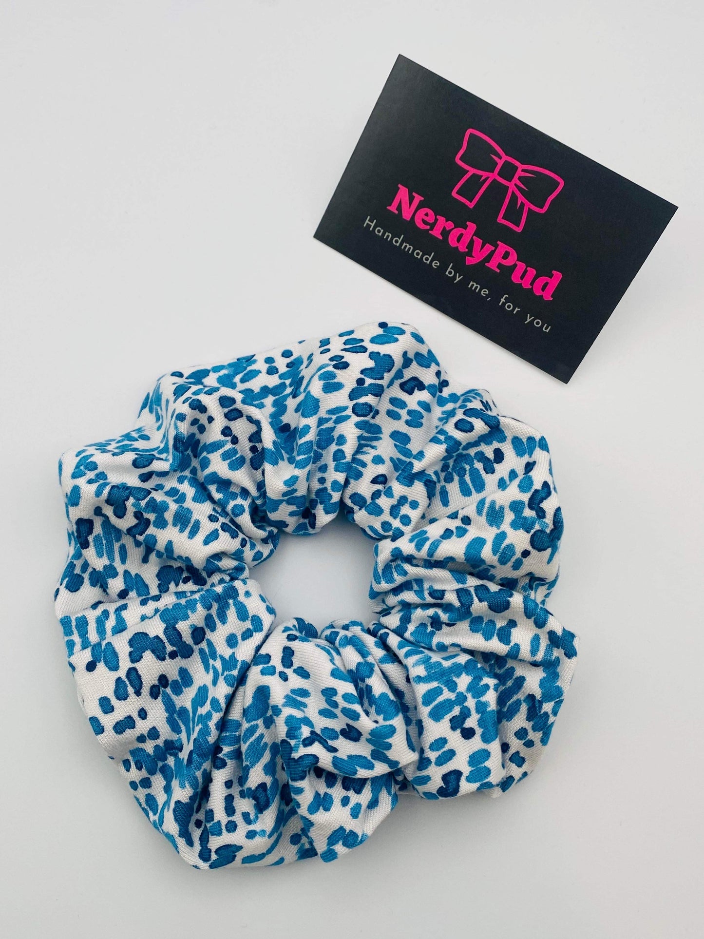 Blue Spotty Jersey scrunchie