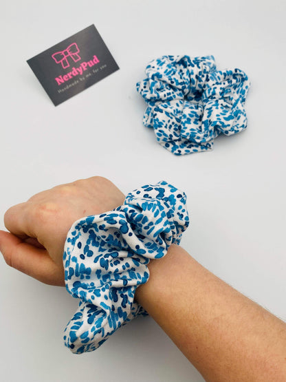 Blue Spotty Jersey scrunchie