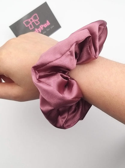 Aubergine Satin Scrunchie