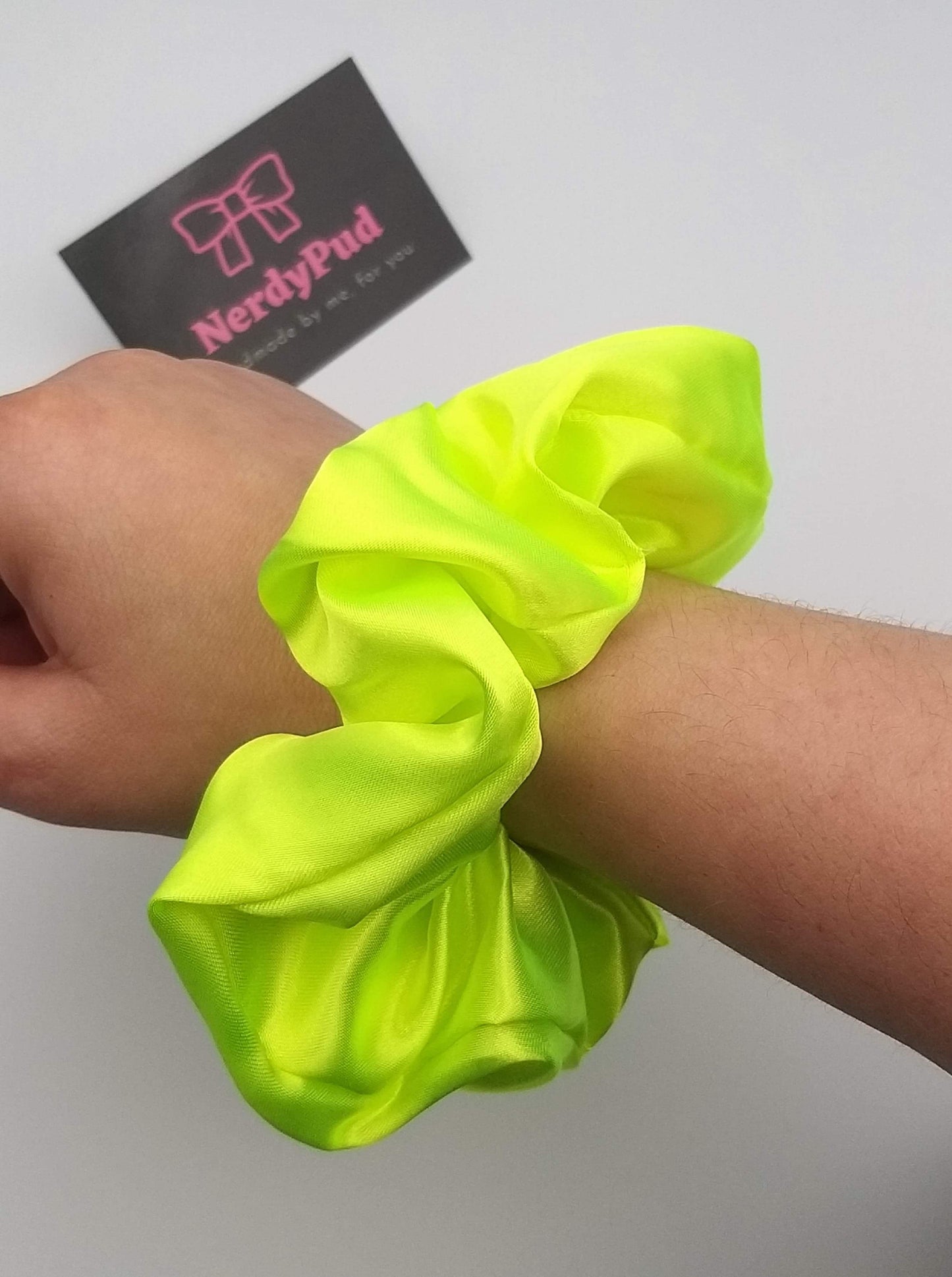 Fluorescent Yellow Satin Scrunchie