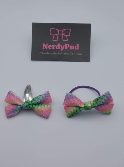 Mini Zigzag Rainbow Ribbon Hair Bow