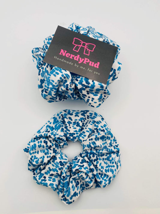 Blue Spotty Jersey scrunchie