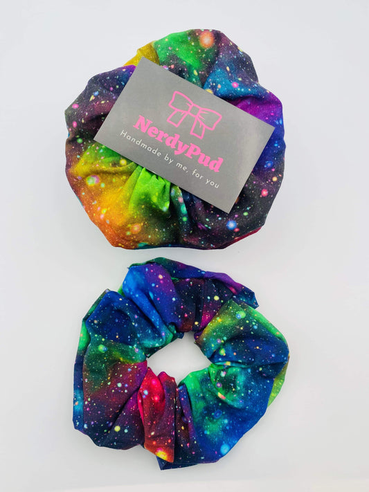 Rainbow Galaxy Satin Scrunchie