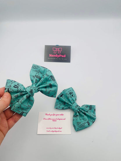 Turquoise Dogs Bow