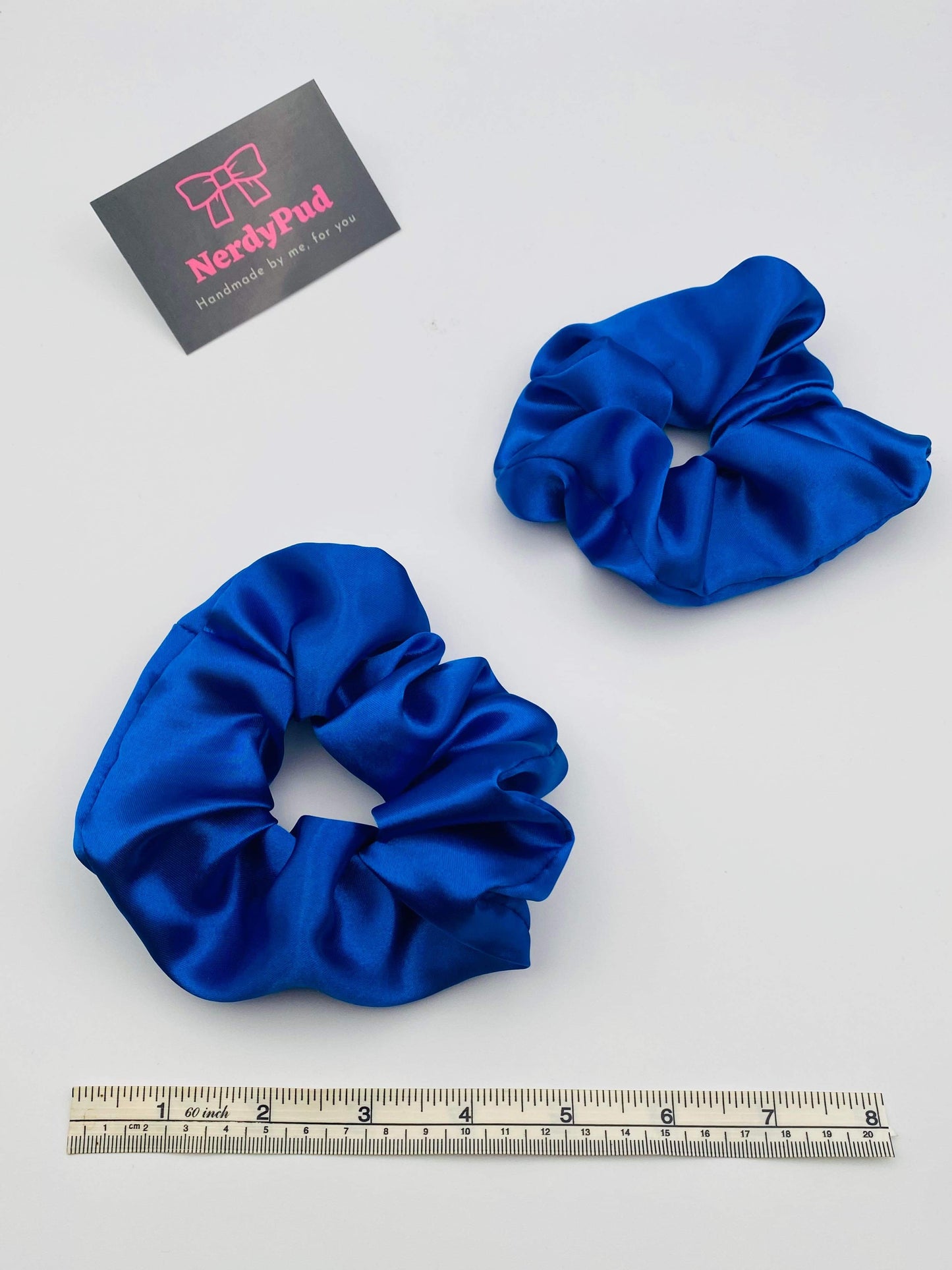 Blue Satin Scrunchie