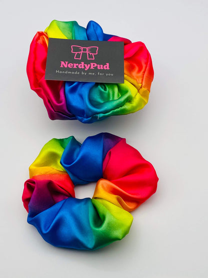 Rainbow Satin Scrunchie