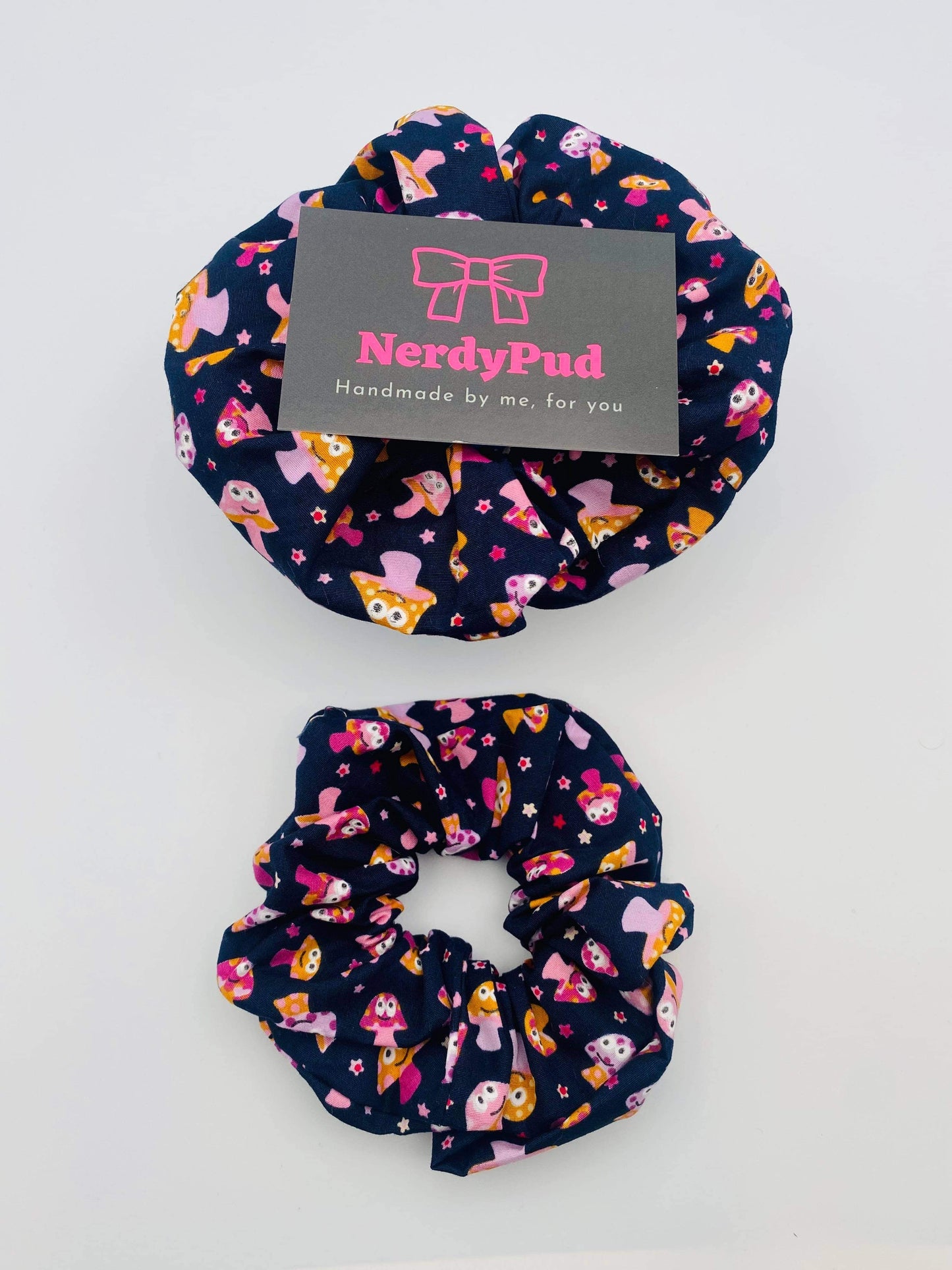 Navy Cotton Mushroom Scrunchie