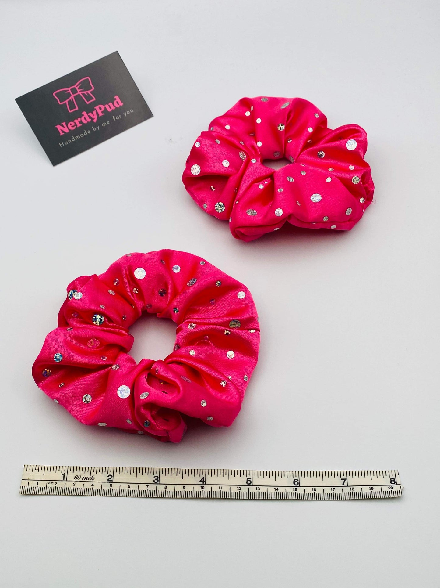 Pink Sequin Satin Scrunchie