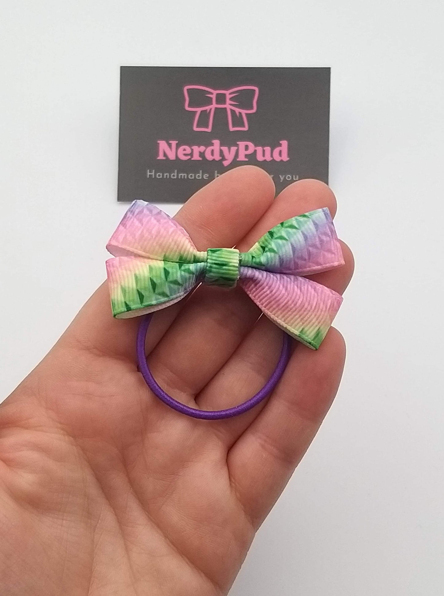 Mini Zigzag Rainbow Ribbon Hair Bow