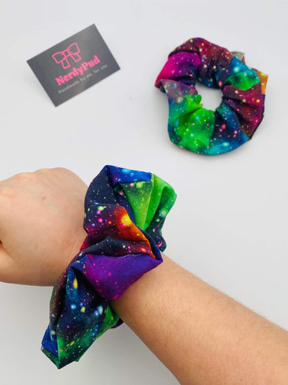 Rainbow Galaxy Satin Scrunchie