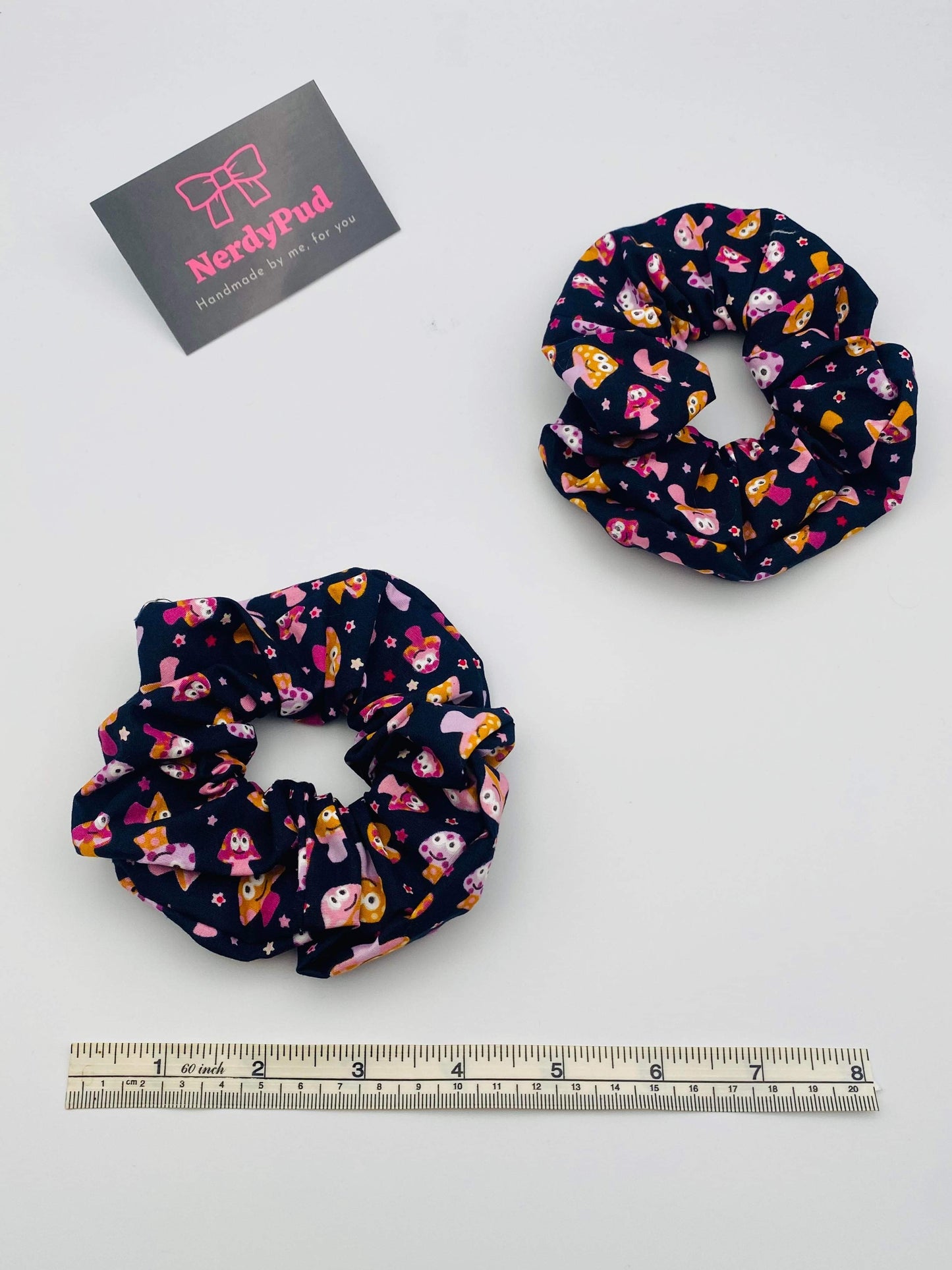 Navy Cotton Mushroom Scrunchie