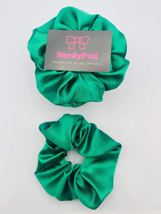 Green Satin Scrunchie