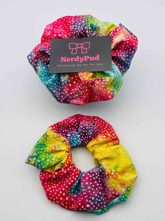 Mottled Polkadot Rainbow Cotton Scrunchie